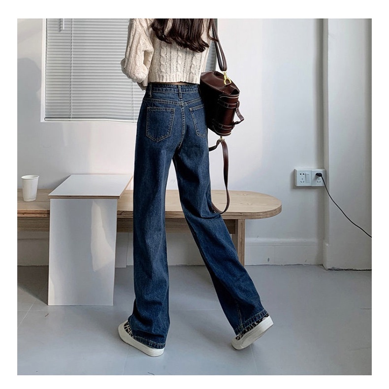 Quần jeans dài ống rộng thời trang cho nữ