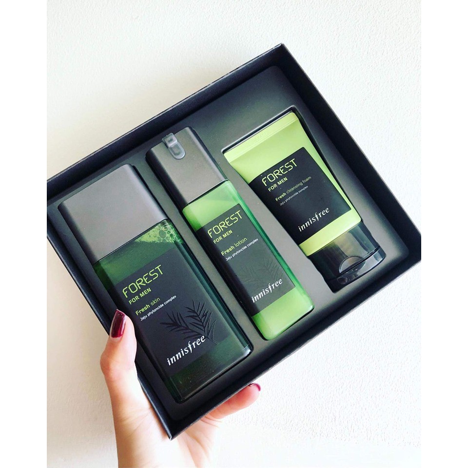 Da mặt bị dầu đã có Bộ dưỡng da Innisfree Forest For MEN Fresh Special Skin Care Set xách tay HQ