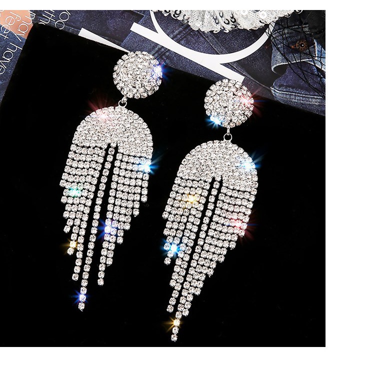 Hoa Tai Dáng Dài Hình Mặt Trăng Và Ngôi Sao Đính Đá Mạ Bạc 925 Cho Nữ