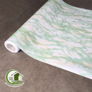 Giấy dán tường giả đá hoa cương màu xanh lá - [ 50cm x khổ 1,2m ] - có sẵn keo
