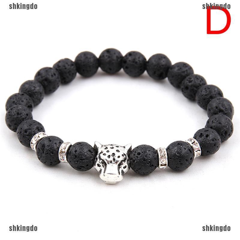 Vòng Tay Chuỗi Hạt Đá Tự Nhiên Hình Đầu Báo Cho Nam