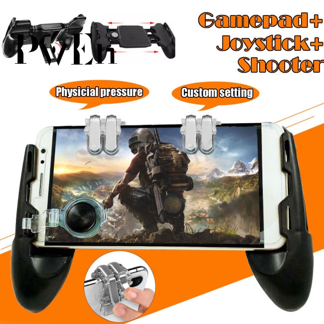 3 in 1 Mobile Gaming Gamepad Joystick +Controller Trigger + Fire Button for PUBG