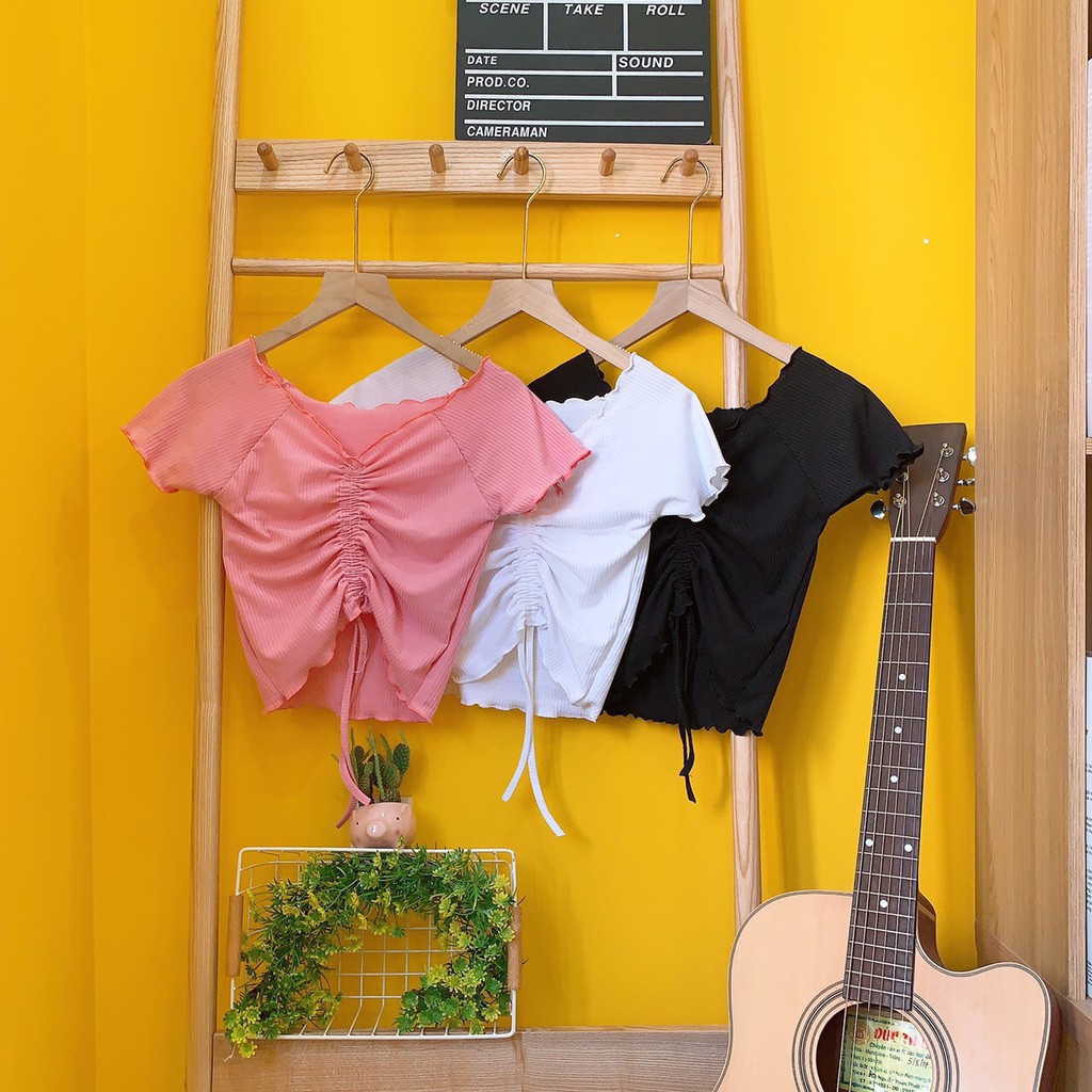 Áo croptop rút dây trước ngực cực xinh