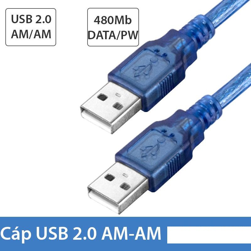 Cáp ngắn usb 2 đầu đực cho ổ cứng di động quạt laptop