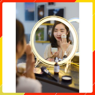 Gương trang điểm để bàn có đèn led kích thước D40 - guonghoangkim