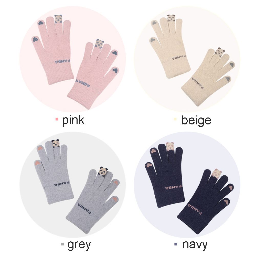 Okdeals Găng Tay Dệt Kim Dày Dặn Ấm Áp Hình Mèo Hoạt Hình Có Thể Chạm Màn Hình Cảm Ứng Mùa Đông Cho Nữ Ngoài Trời