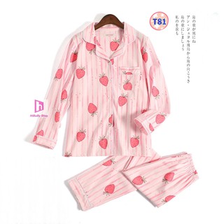 Pijama mặc nhà thu đông chất cotton mềm đẹp T81 #0