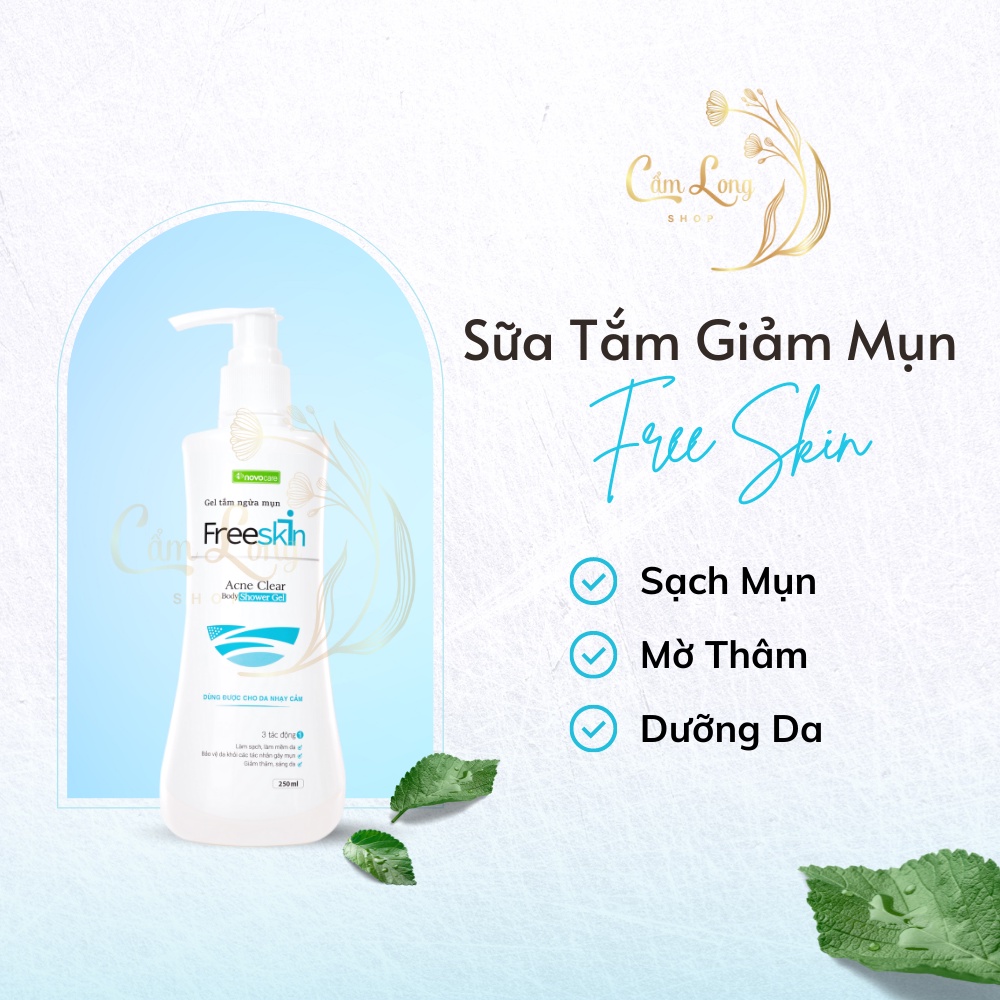 Sữa tắm giảm mụn lưng freeskin 250ml sữa tắm ngăn ngừa mụn lưng và ngực giảm thâm sáng da – shop bách hóa cẩm long