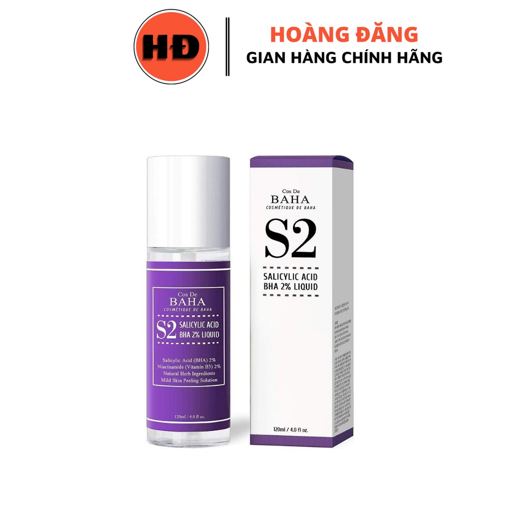 Cos De BAHA | Dung Dịch BHA - Salicylic Axit 2% Hỗ Trợ Làm Sạch Lỗ Chân Lông và Kiềm Dầu 120ML (S2)