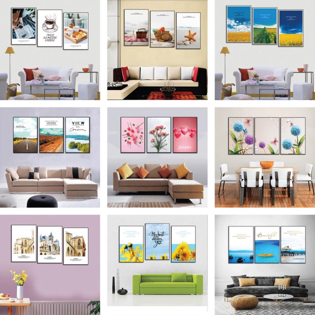 Tranh treo tường bộ 3, tranh nghệ thuật, tranh thiên nhiên, tranh trang trí nhà cửa 20x30cm