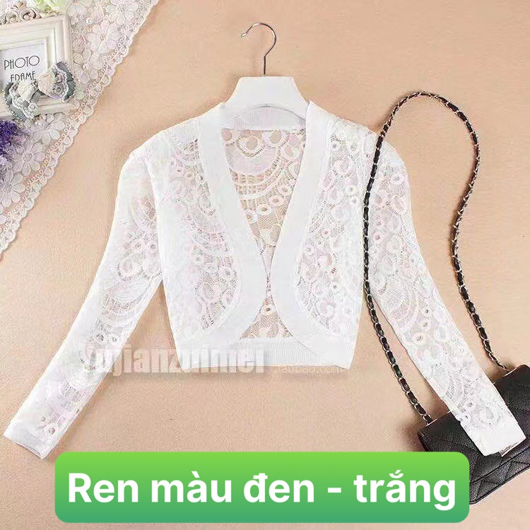 Áo Khoác Ren Lửng Khoác Nhẹ Tay Dài Phối Đầm Hoa Văn Đẹp