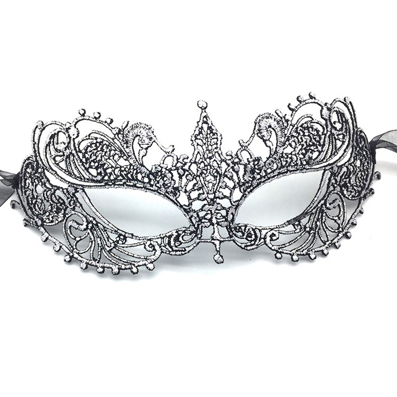 Mặt Nạ Hóa Trang Halloween Màu Đen Phối Ren Đẹp Mắt