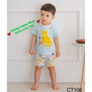 BỘ QUẦN ÁO NGẮN TAY TRẺ EM HÃNG CORDI-I HÀN QUỐC, MẪU BÁO VÀNG CT106