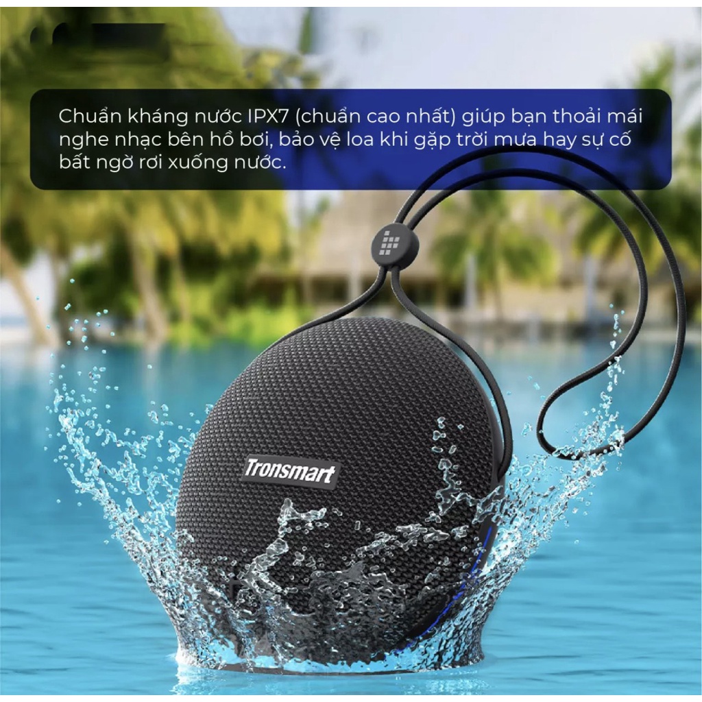 Loa di động Tronsmart Splash 1 Bluetooth 5.0 Tích hợp đèn LED Chống nước IPX7 Công suất 15W - CHÍNH HÃNG