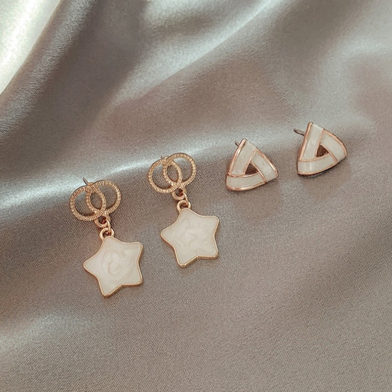 Bông Tai Kim Bạc Đính Ngọc Trai Đơn Giản