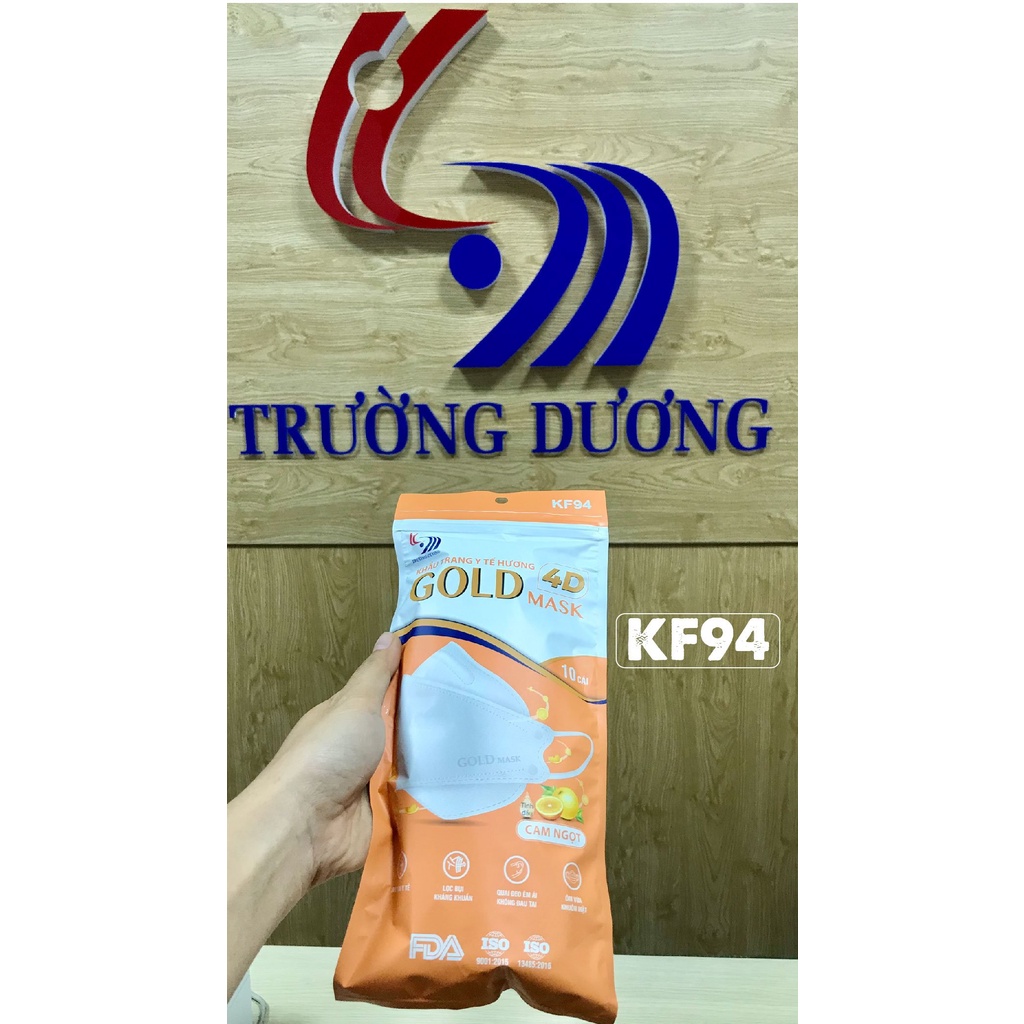 Khẩu trang y tế hương Cam Ngọt 4D Gold Mask  - Túi 10 chiếc