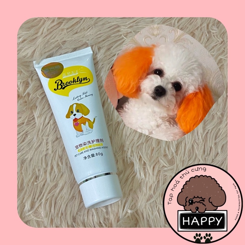 HOẢ TỐC |  Gel nhuộm Brooklyn chó mèo tuýp 80g / Thuốc nhuộm lông thú cưng kem màu hồng xanh đỏ nâu tím vàng cam