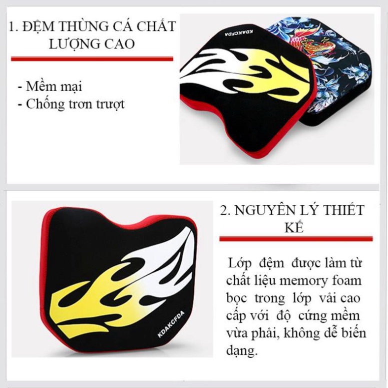 Đệm ngồi thùng câu đài cao cấp êm ái  thấm hút cực tốt vệ sinh nhanh gọn đường may chắc chắn