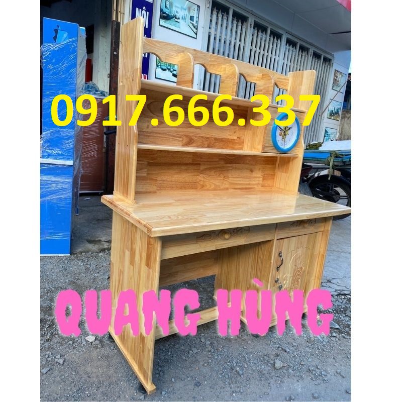 BỘ BÀN HỌC SINH GỖ THÔNG 1M CÓ ĐỒNG HỒ CHO BÉ | BigBuy360 - bigbuy360.vn