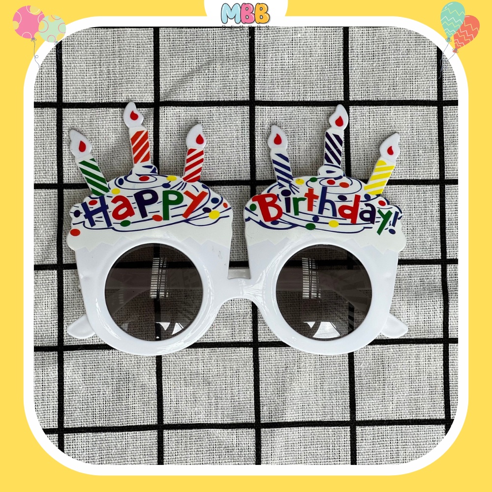 Mắt Kính Happy Birthday, Kính Sinh Nhật Hình Bánh Kem Có Nến Nhiều Màu - Phụ Kiện Trang Trí Sinh Nhật Tiệc Tùng