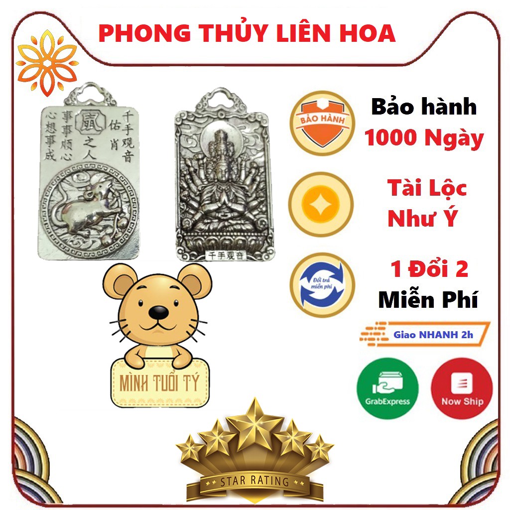 Kim Bài Phật Bản Mệnh tuổi TÝ - Thiên Thủ Thiên Nhãn - PHONG THỦY LIÊN HOA