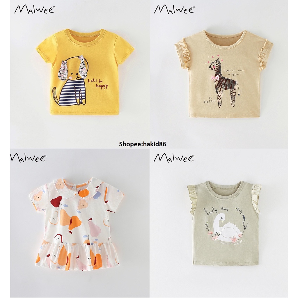 Quần áo trẻ em_Áo thun bé gái Malwee chất cotton cho bé 1-8 tuổi 10-30 KG