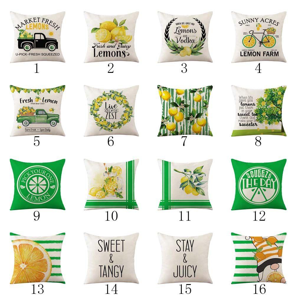 Vỏ Gối Vải Lanh In Hình Quả Chanh Thời Trang