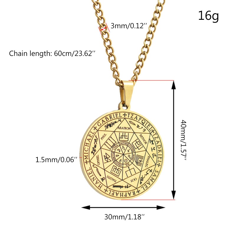 Sun Vòng cổ Bùa Hộ Mệnh Hình Ngôi Sao Solomon Heptagram Cổ Điển Bằng Thép Không Gỉ Cho Nam Giới