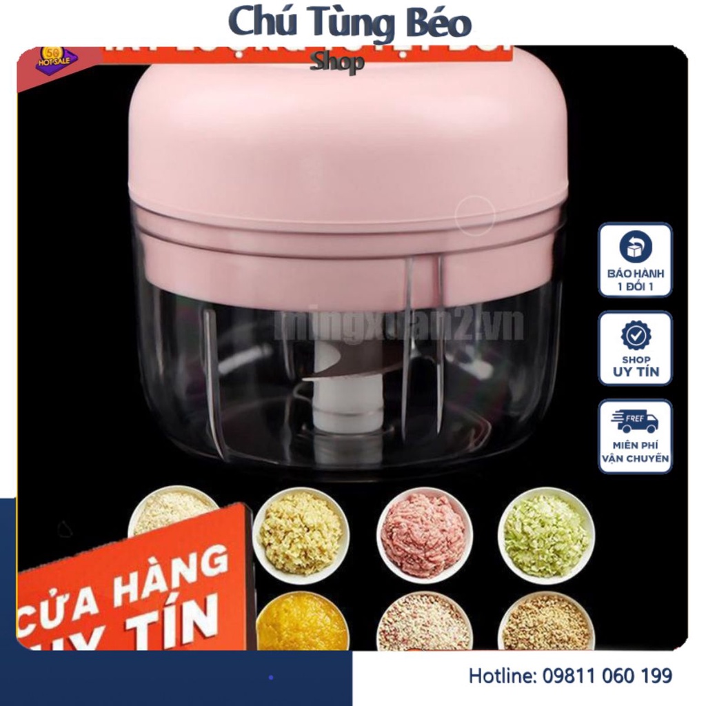 Máy Xay Thịt Rau Củ Quả Mini 100ml Tiện Lợi Có Cáp Sạc