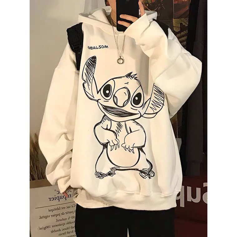 Áo hoodie Nỉ hoạt hình Mozjabf ullzang form rộng 2 Màu Đen Trắng có size BC158