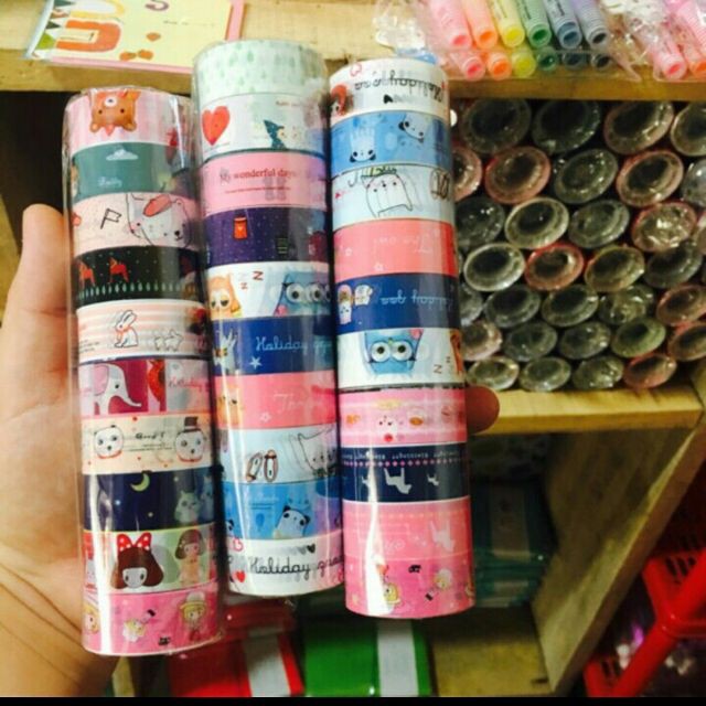 Băng dính trang trí - Băng dính washi tape hình cute dán sổ, thiệp mừng dễ thương