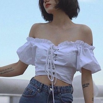 Áo bẹt vai đan dây croptop vải kate nhật siêu đẹpp