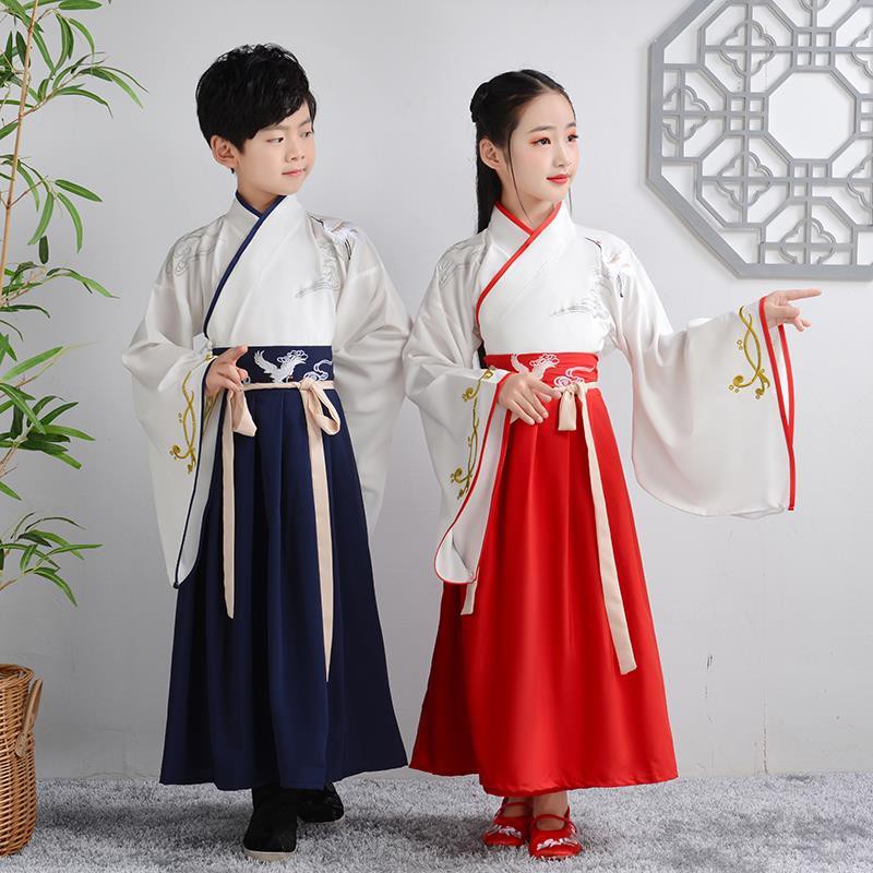 quần gáiváy trẻ em♕✌♧Trang phục Hanfu trẻ em cổ đại Đồng học sinh Trung Quốc nguyên bản và cải tiến nam gái váy k