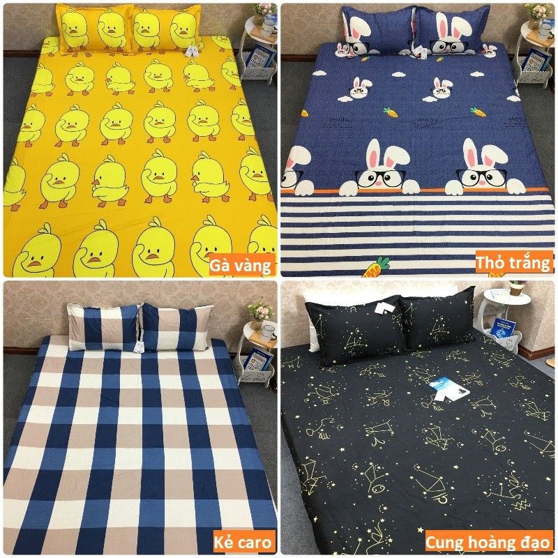 Bộ ga gối poly cotton hàng đẹp full size m2, m6, m8, 2m2 và màu (được chọn mẫu)