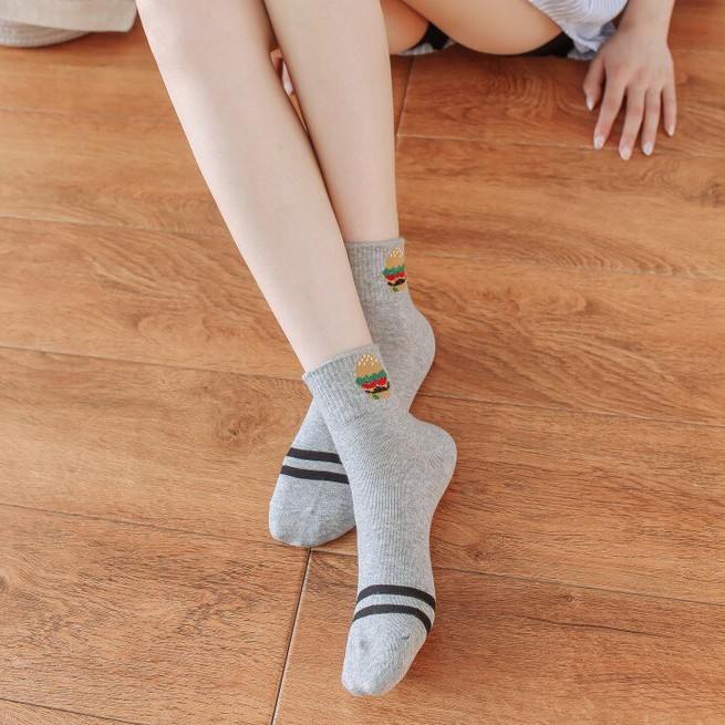 Vớ lửng/ tất lửng cổ sọc họa tiết thức ăn Mua Tất (muatatshop)