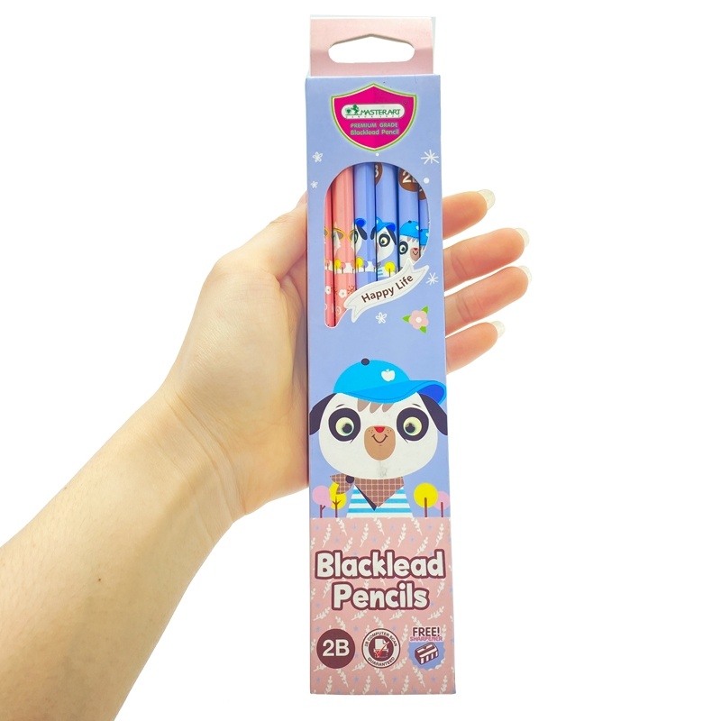 Hộp 12 Bút Chì Gỗ 2B Blacklead Pencil + Chuốt Chì - Masterart Happy Life