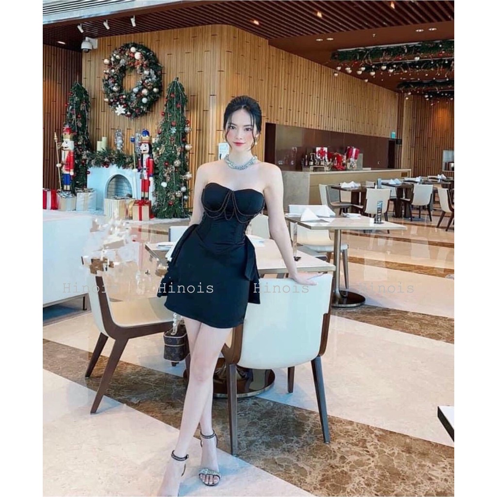 [HINOIS213] Đầm Dự Tiệc Body Cúp Ngực, Có Vạt Cách Điệu Bên Hông Cực Sang Chảnh Sexy Chất Liệu X-Neo, 2 Màu Trăng-  Đen | BigBuy360 - bigbuy360.vn