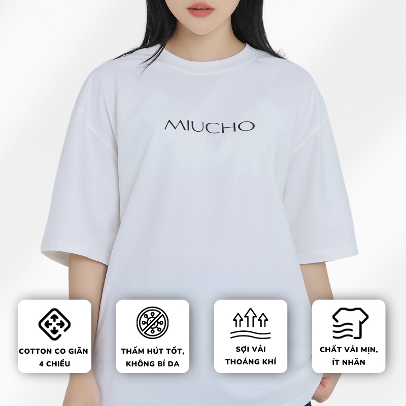 Áo phông guci nữ form rộng tay lỡ unisex chất vải cotton  AT141 Miucho in logo