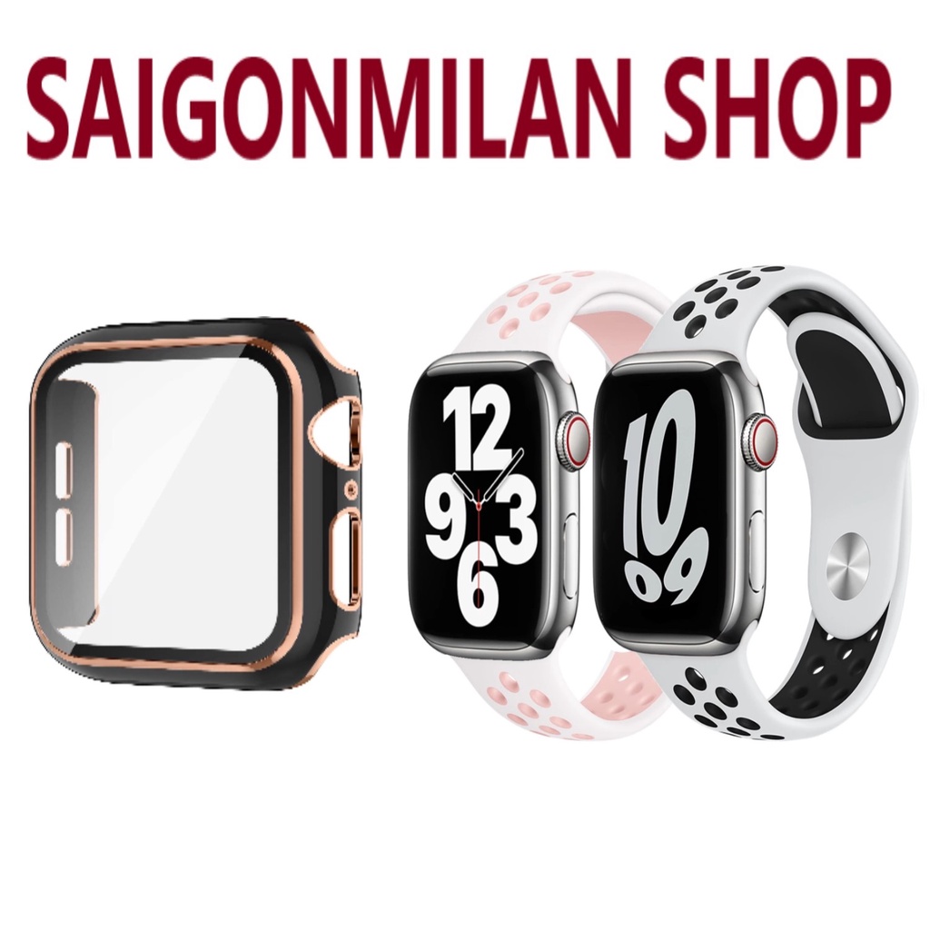 Ốp Kính Cường Lực Cho Đồng Hồ Thông Minh Apple Watch VS Dây Cao Su Nike Series 7/6/5SE/4/3/2/1 Size 38-40-41-42-44-45mm