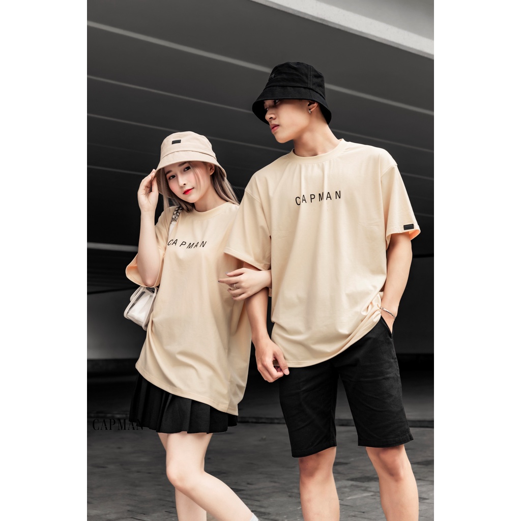 Áo thun unisex CAPMAN basic TEE phom rộng tay lỡ dành cho nam nữ