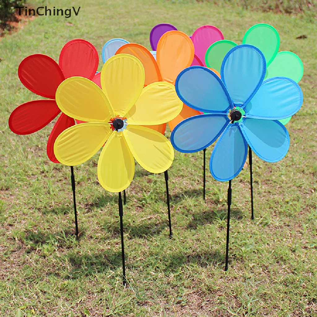 [TinChingV] Chong Chóng Hoa Màu Cầu Vồng Bằng Thiếc Trang Trí Sân Vườn Ngoài Trời