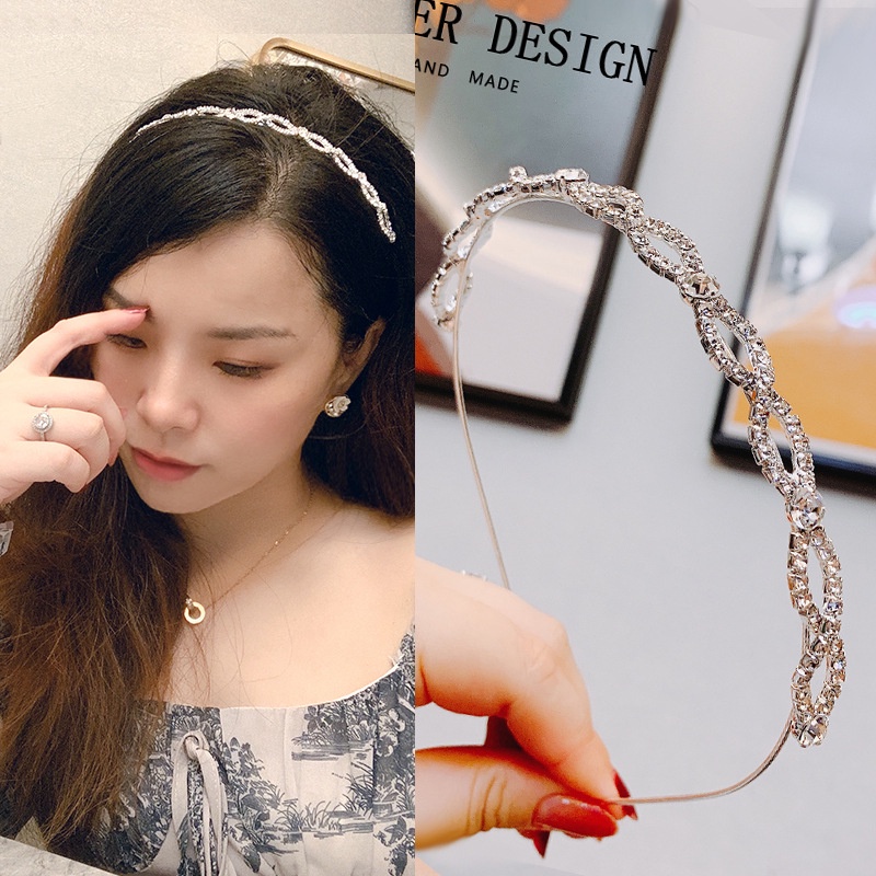 Băng Đô Cài Tóc Bằng Kim Loại Đính Đá Và Ngọc Trai Phong Cách Hàn Quốc Thời Trang Cho Nữ
