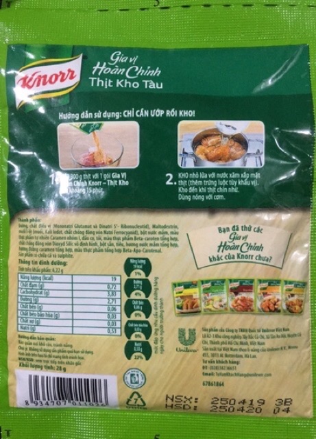 Thịt Kho Tàu - gia vị hoàn chỉnh - Knorr 28g