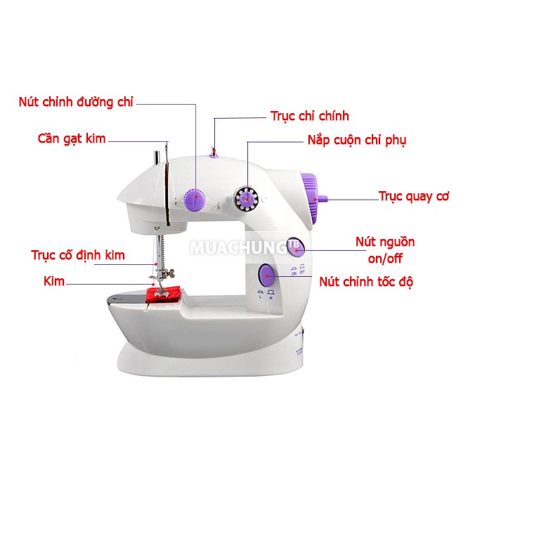 Máy may mini Sewing Machine SM-202A CMD (Trắng phối tím)