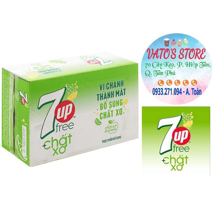 Thùng 24 lon nước ngọt 7Up ít calo bổ sung chất xơ 320ml / Lốc 6 lon nước ngọt 7 Up ít calo bổ sung chất xơ 320ml