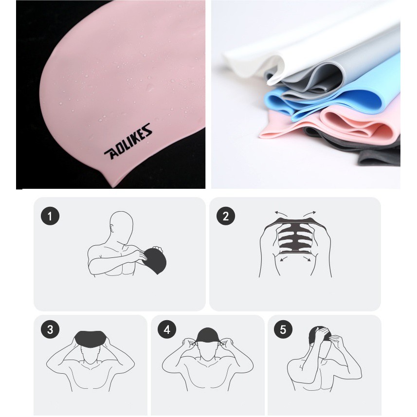 Mũ Bơi Người Lớn Bằng Slicon Tạo Cảm Giác Thoải Mái Với Kiểu Dáng Thể Thao, Chống Thấm Nước AOLIKES AL5010