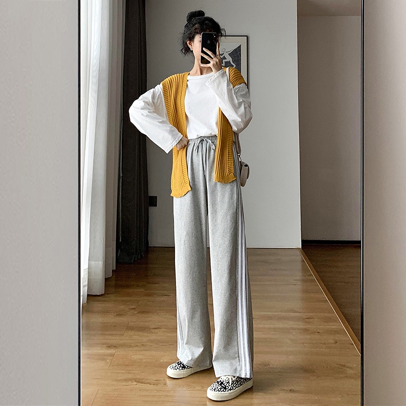 Quần thể thao SUXI ống rộng màu đơn giản thời trang xuân thu cho nữ