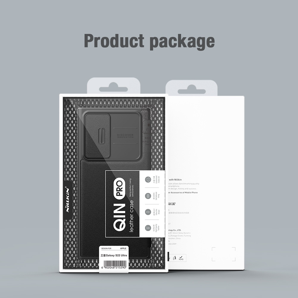 Ốp điện thoại NILLKIN Qin Pro bằng vải da chống sốc có nắp trượt bảo vệ camera cho Samsung Galaxy S22 Ultra