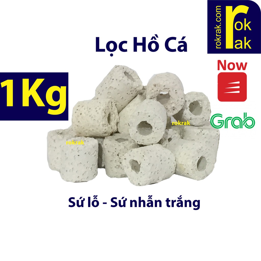 Sứ nhẫn TRẮNG ĐỎ loại tốt 1Kg (sứ lỗ) lọc vi sinh hồ cá