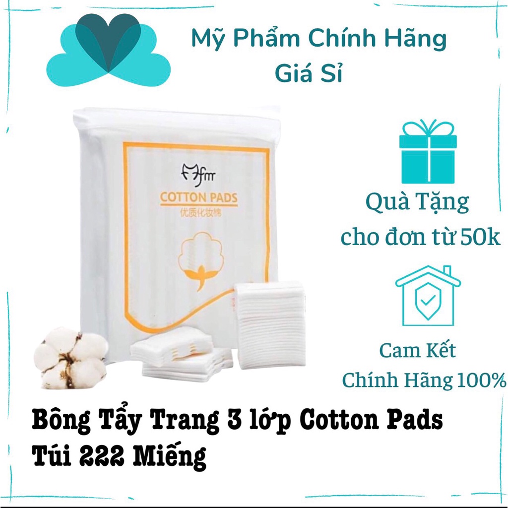 Bông Tẩy Trang 3 Lớp Cotton Pads 222m Tẩy Sạch Lớp Bụi Bẩn Da Mặt Nhẹ Nhàng Chất Bông Mềm Mịn